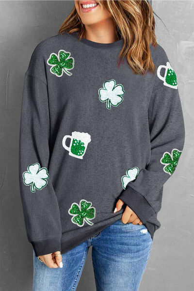 Eliana™ | Sweatshirt mit Pailletten Glam Clover