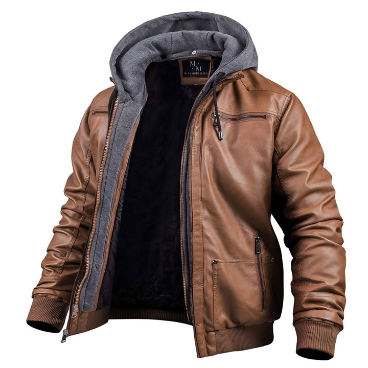 Jack™ | Winterjacke aus Leder mit Kapuze