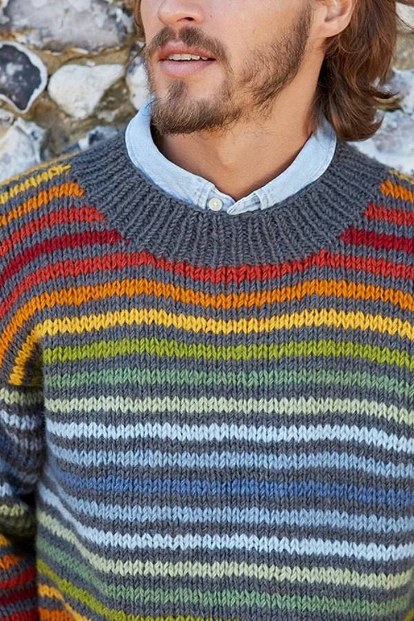 Averyo™ | Vintage-Strickpullover mit Regenbogenstreifen für Unisex