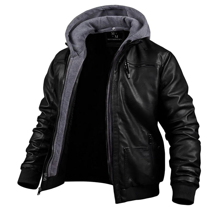 Jack™ | Winterjacke aus Leder mit Kapuze