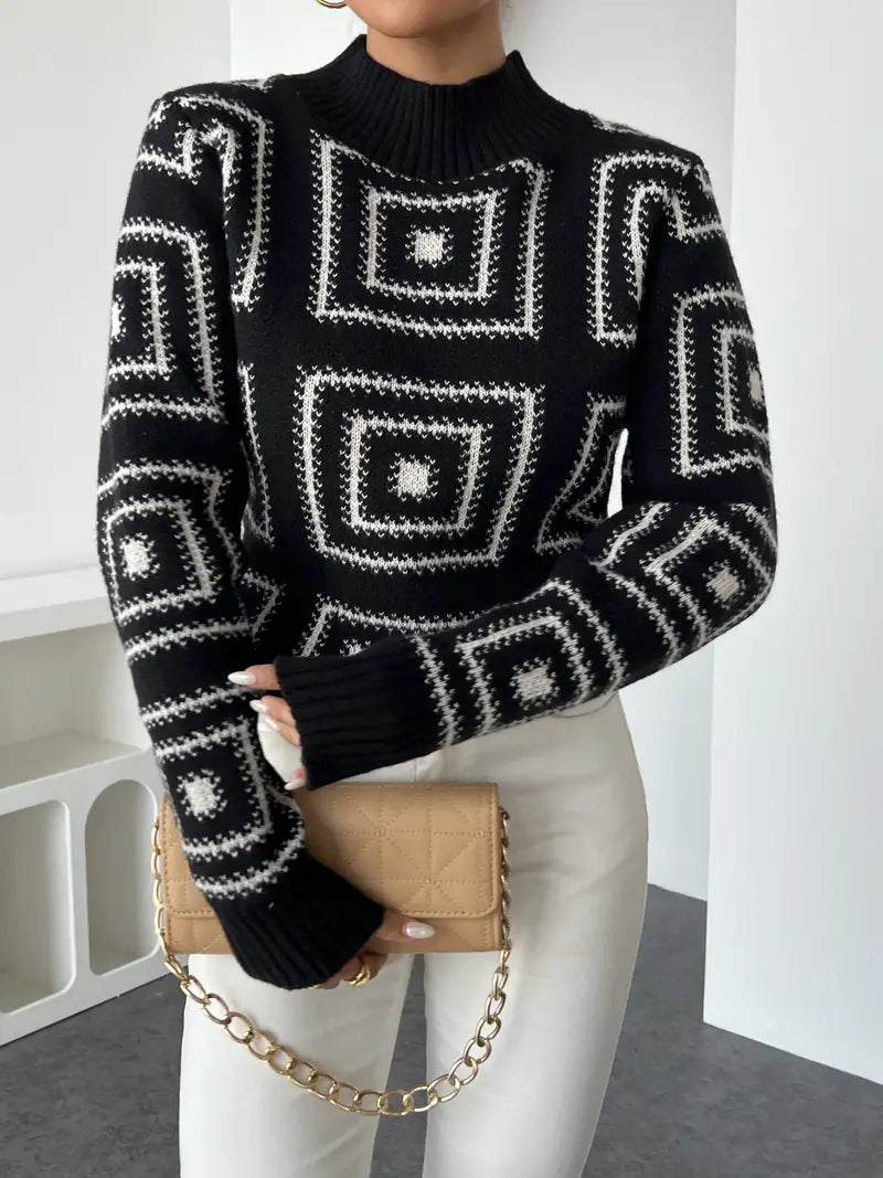 Alma™ | Dynamischer geometrischer Strickpullover