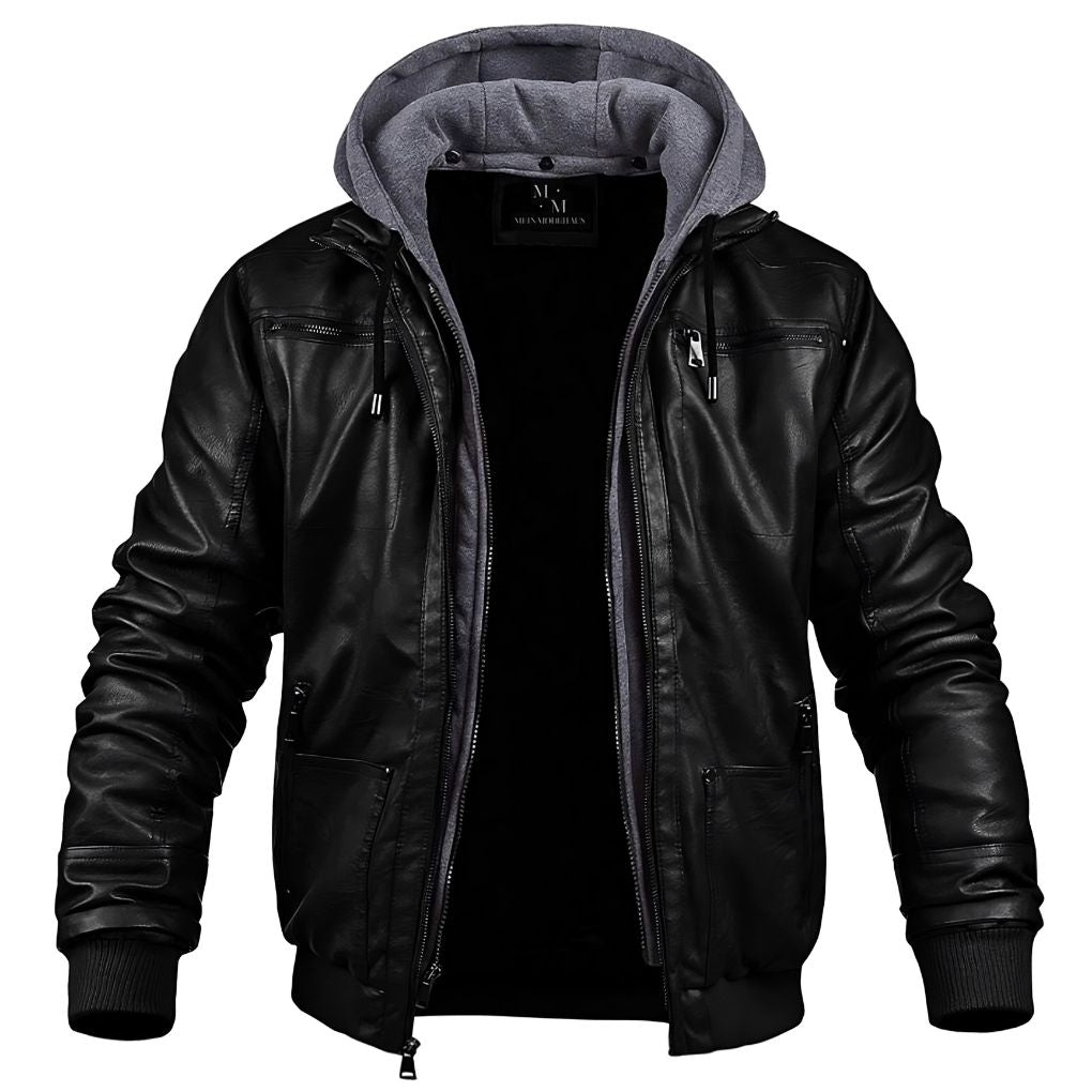 Jack™ | Winterjacke aus Leder mit Kapuze