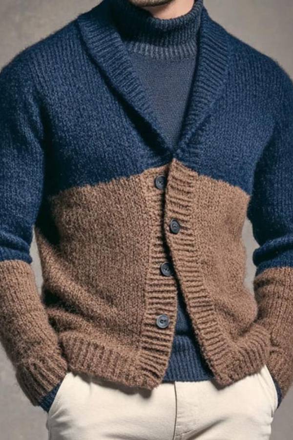 Adami™ | Retro-Strick-Cardigan mit Farbblock-Design für Herren