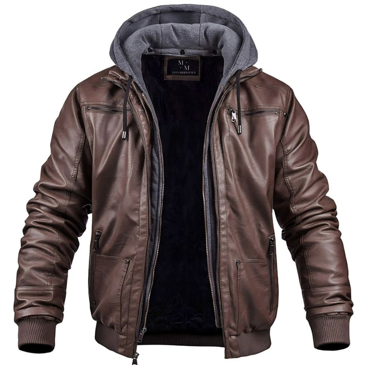 Jack™ | Winterjacke aus Leder mit Kapuze