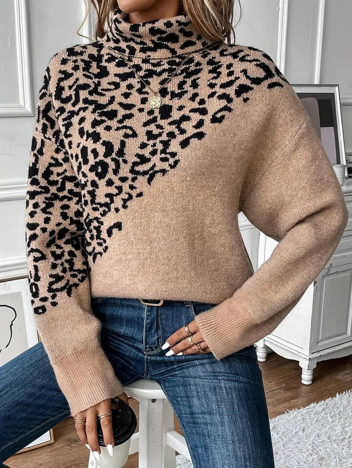 Allegra™ | Leopard-Print Rollkragenpullover