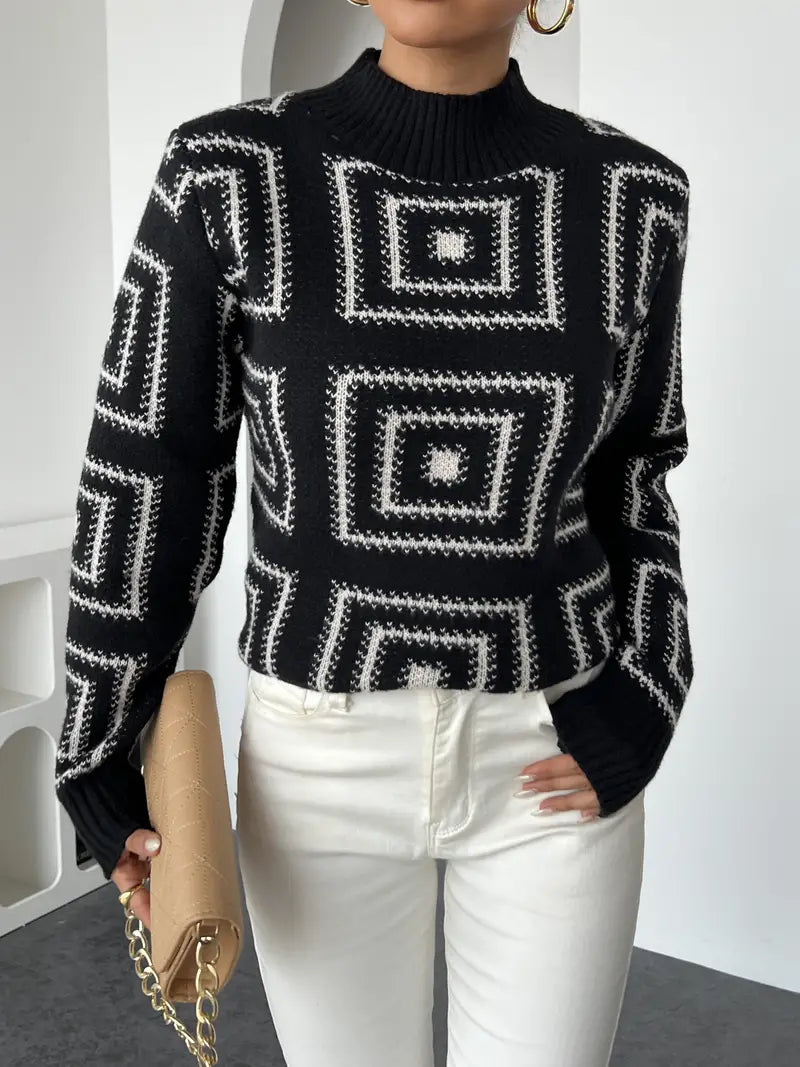 Alma™ | Dynamischer geometrischer Strickpullover