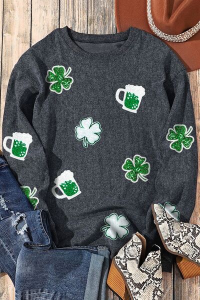 Eliana™ | Sweatshirt mit Pailletten Glam Clover