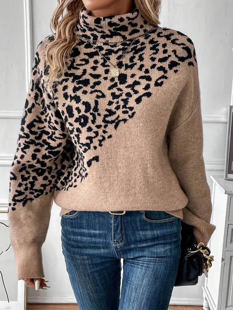 Allegra™ | Leopard-Print Rollkragenpullover