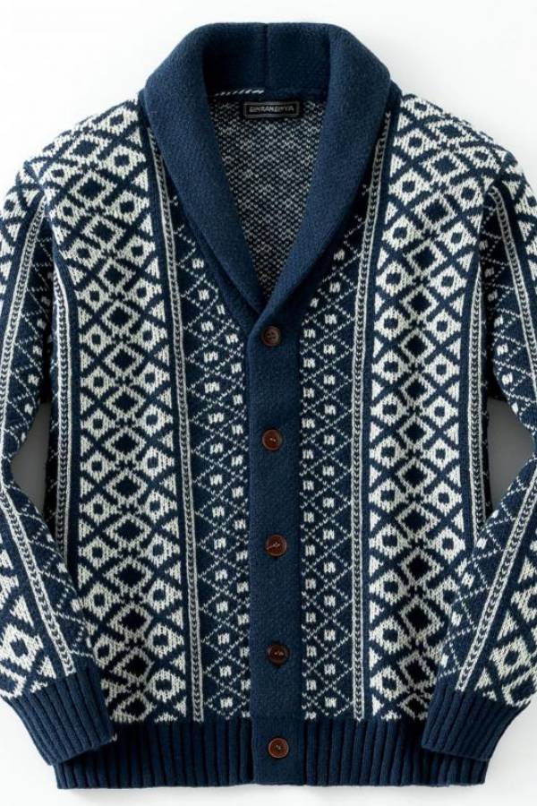 Beaui™ | Vintage-Jacquard-Strick-Cardigan mit Schalkragen für Herren