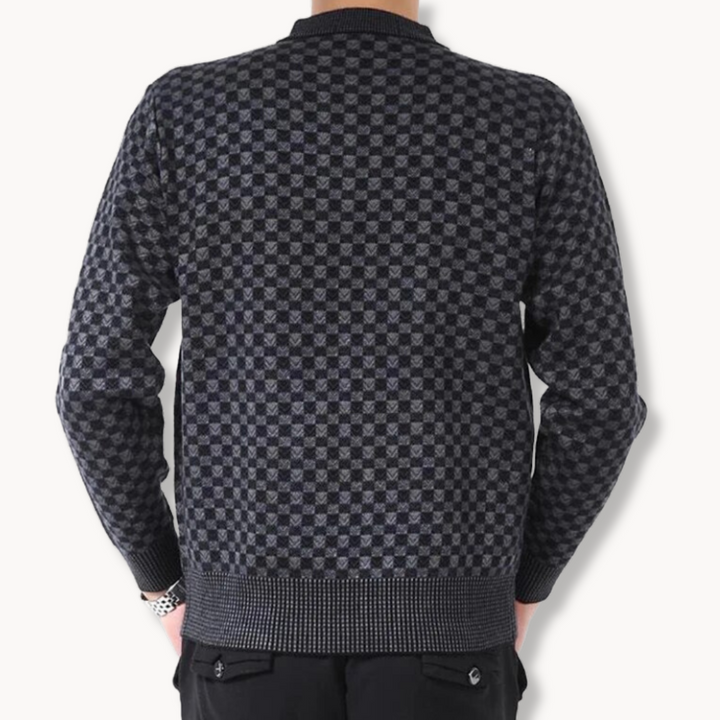 Fawad™ | Warmer Langärmeliger Rundhalsausschnitt Gemusterter Pullover