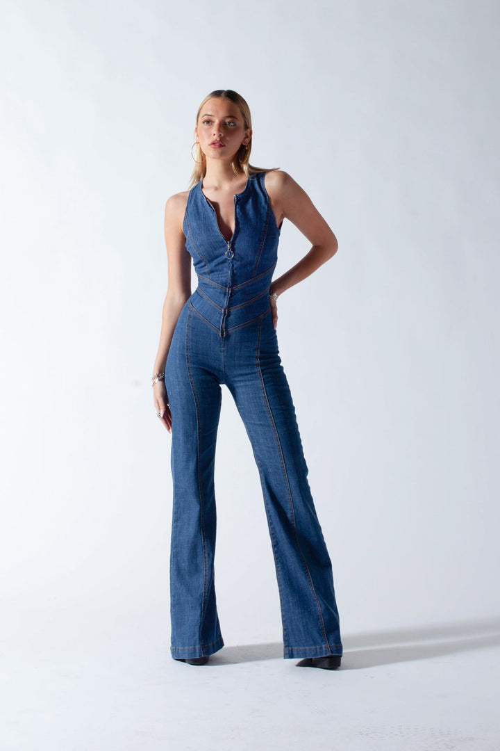 Karolina™ Herzförmiger rückenfreier Denim-Jumpsuit