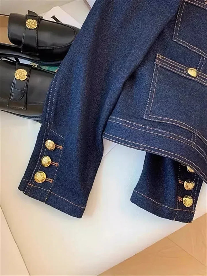 Faye™ | Retro Blaue Jeansjacke