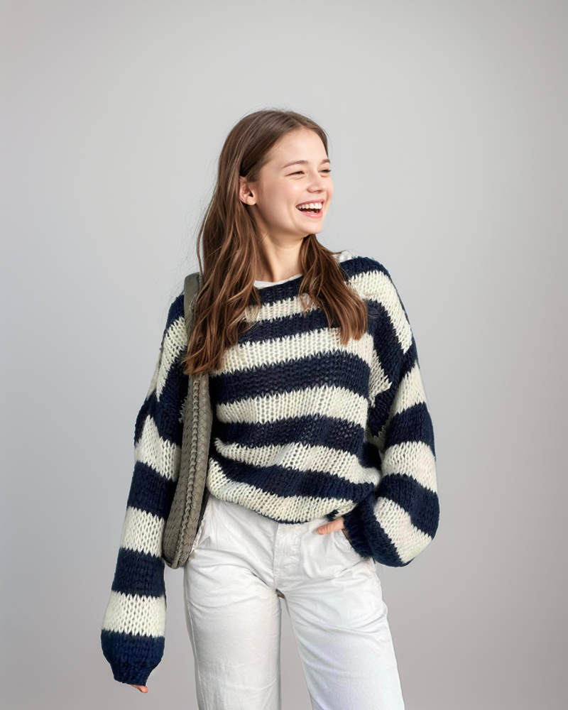 Alina™ | Gemütlicher gestreifter Strickpullover