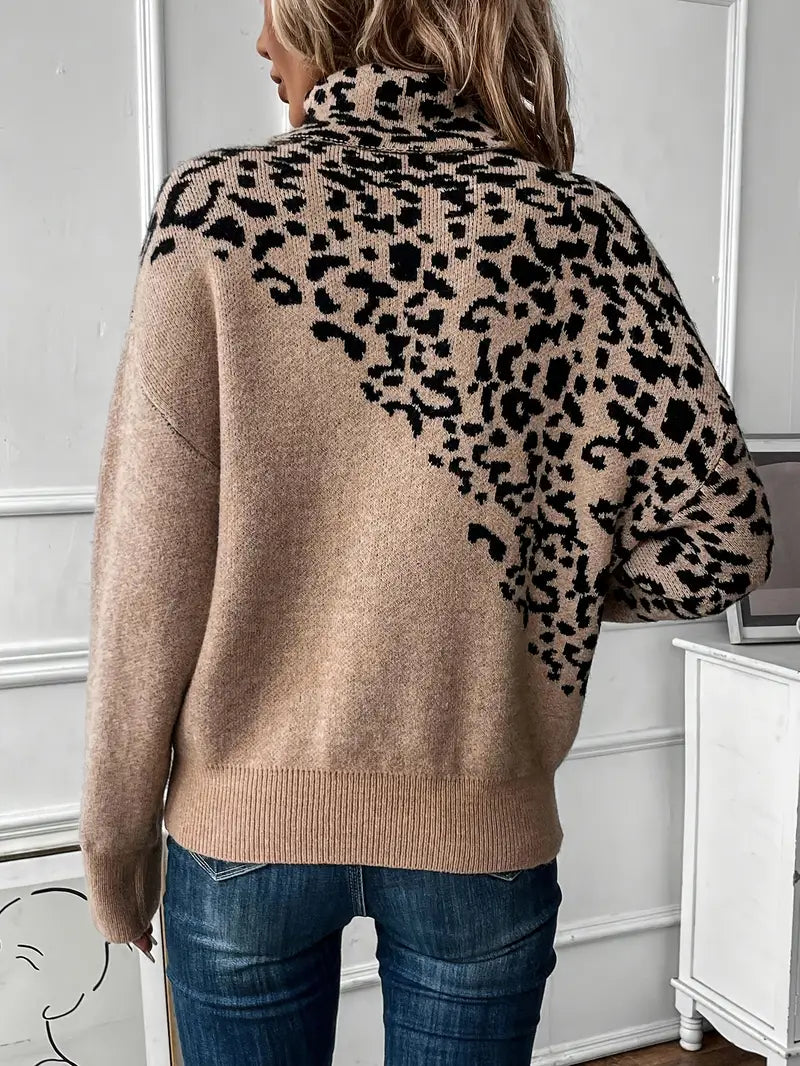 Allegra™ | Leopard-Print Rollkragenpullover