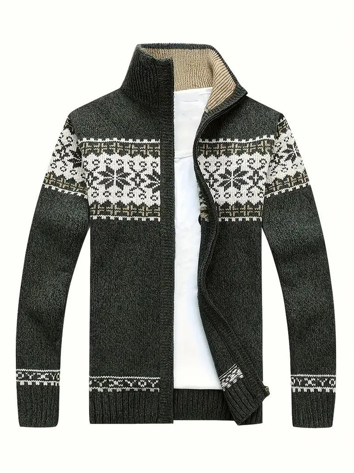 Fethi™ | Warmer langärmeliger Schneeflocke Drucken Reißverschluss Pullover