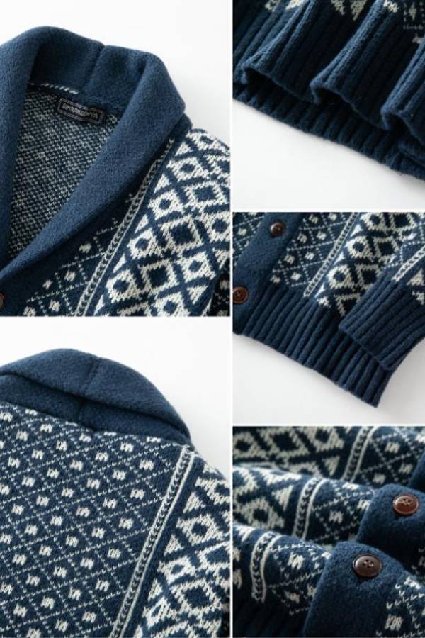 Beaui™ | Vintage-Jacquard-Strick-Cardigan mit Schalkragen für Herren