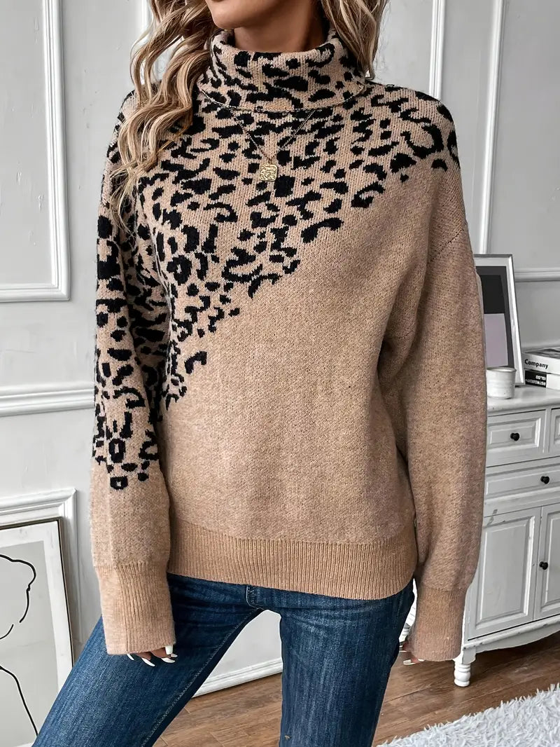 Allegra™ | Leopard-Print Rollkragenpullover